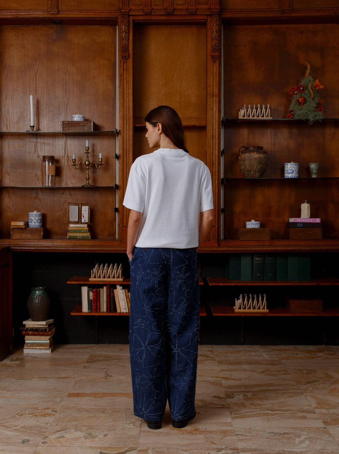 Pantalon droit unisexe FLEURS D'HIVER