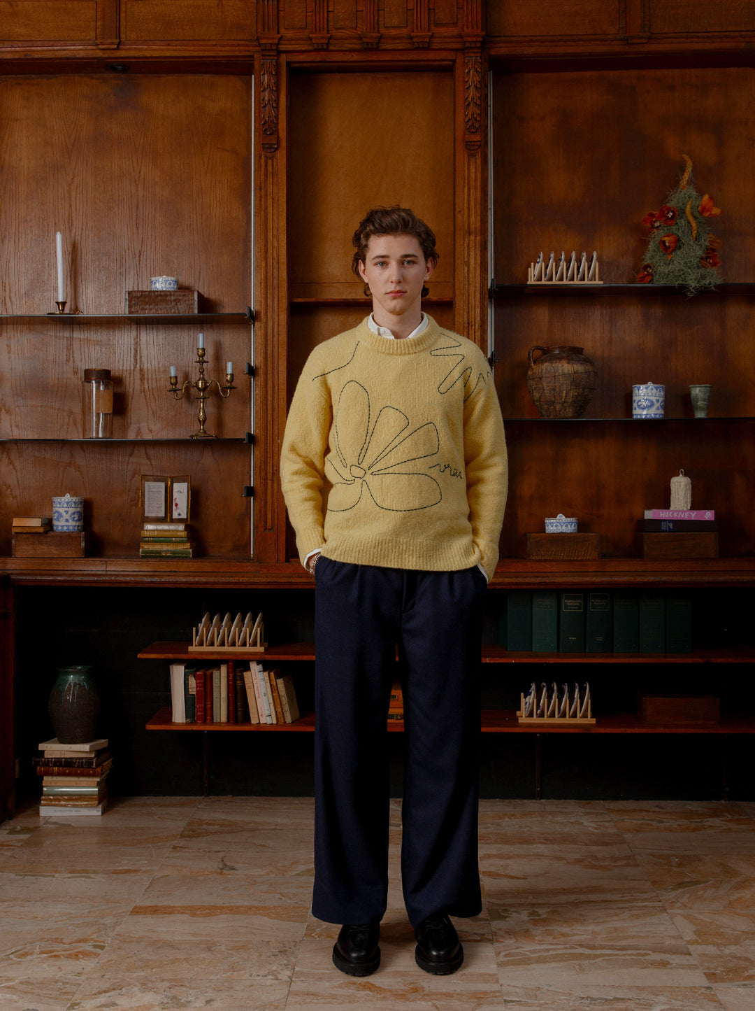 Pull unisexe col rond CROQUIS jaune