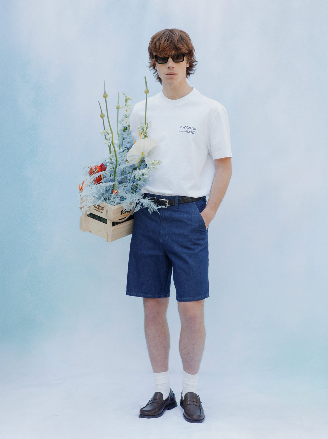 T-shirt unisexe AMOUR À MORT brodé blanc