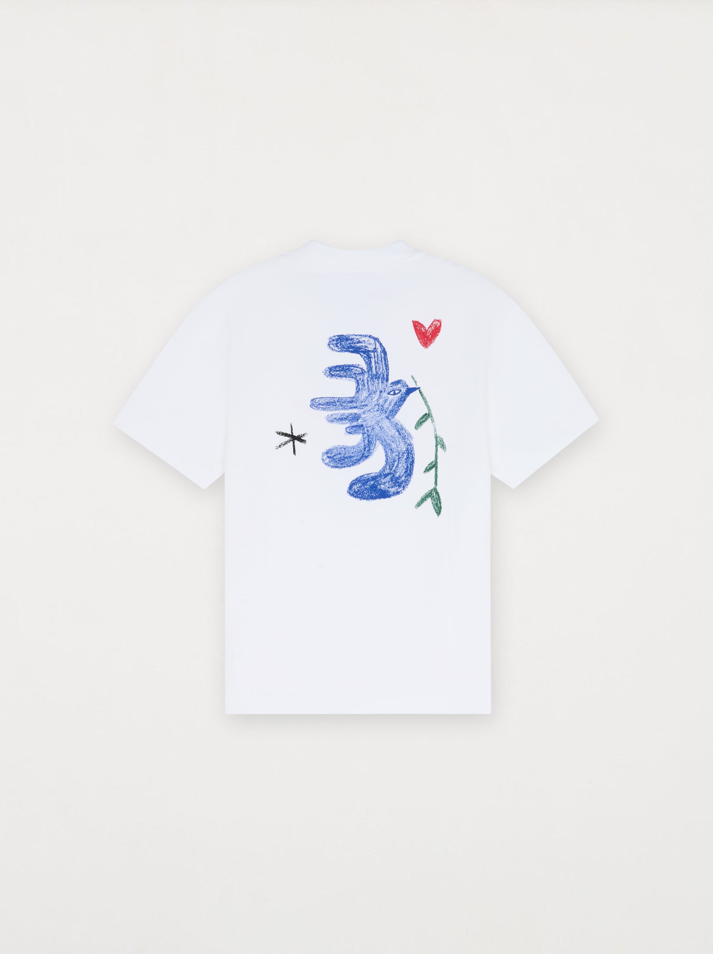 T-shirt blanc l'oiseau et la fleur