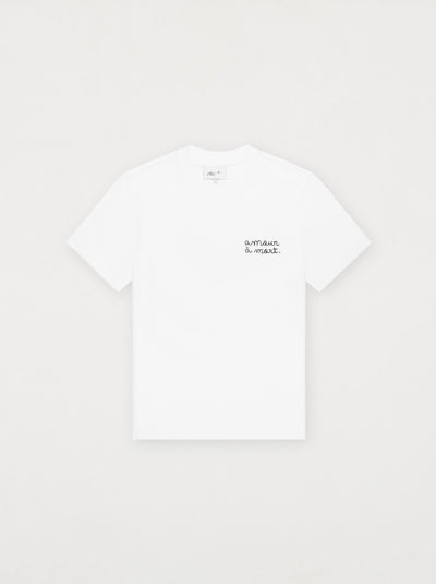 T-shirt unisexe AMOUR À MORT brodé blanc