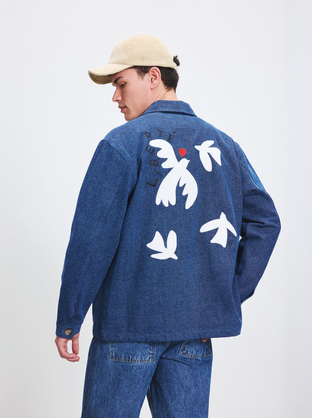 Veste brodée unisexe LIBERTÉ denim