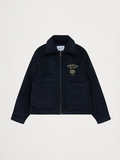 Blouson unisexe matelassé EMBLÈME en velours – Vrai Création