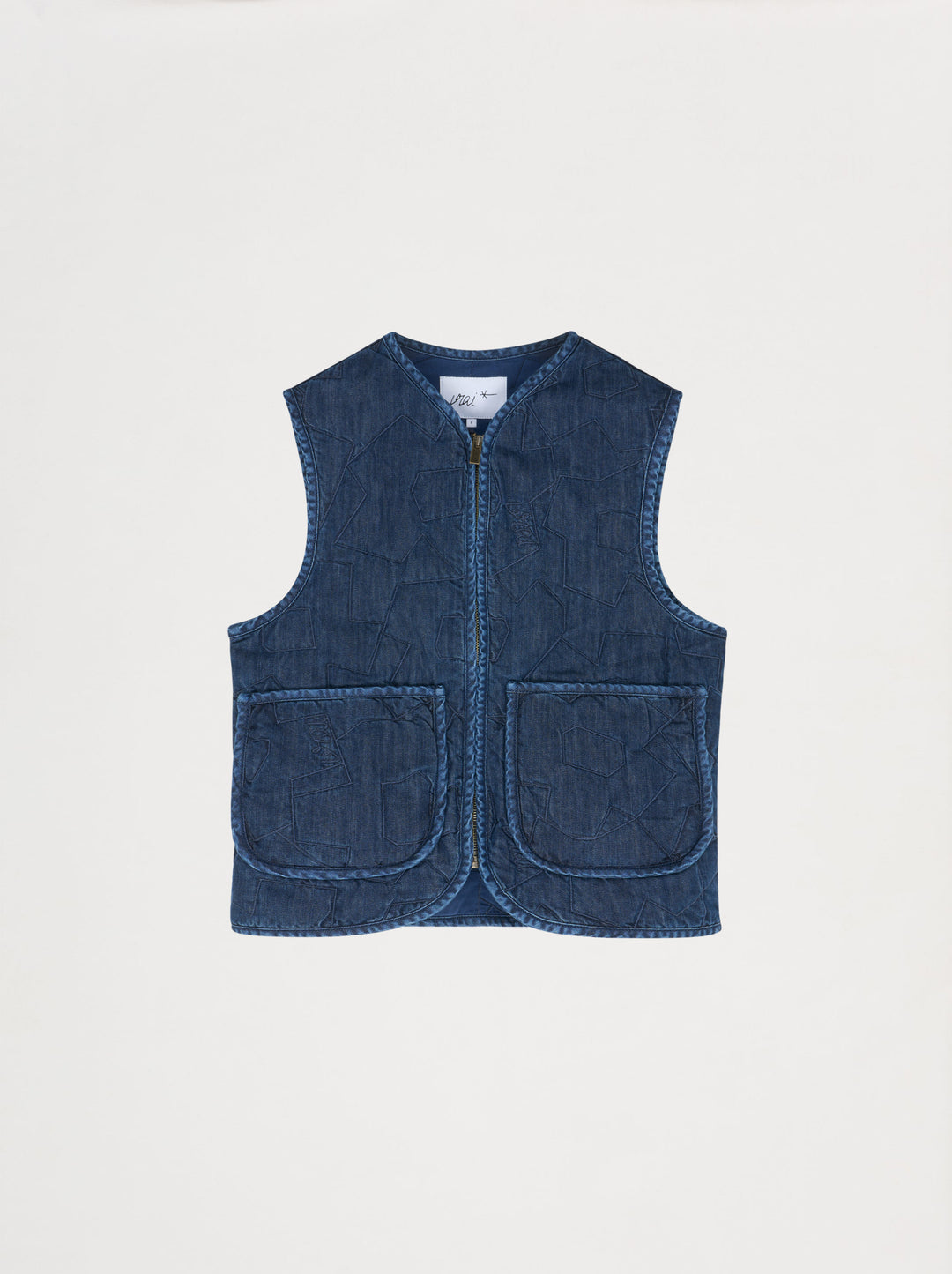 veste sans manches matelassé denim