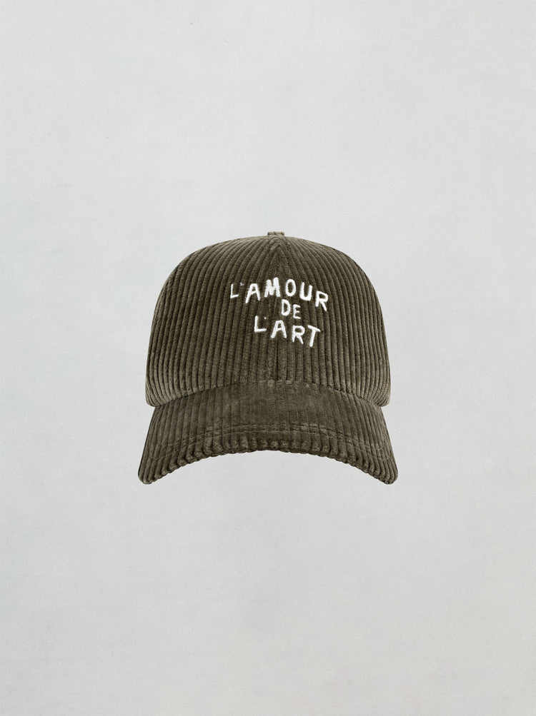 casquette brodée unisexe velours kaki l'amour de l'art 