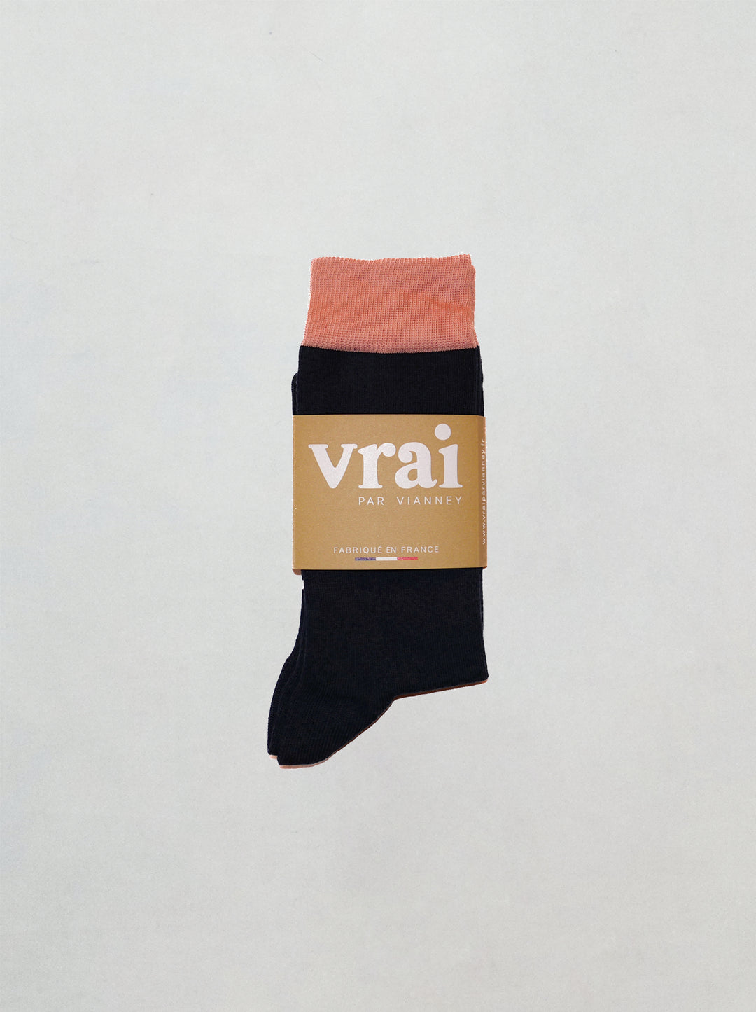 Chaussettes marine corail fabriquées en France Vrai Vianney