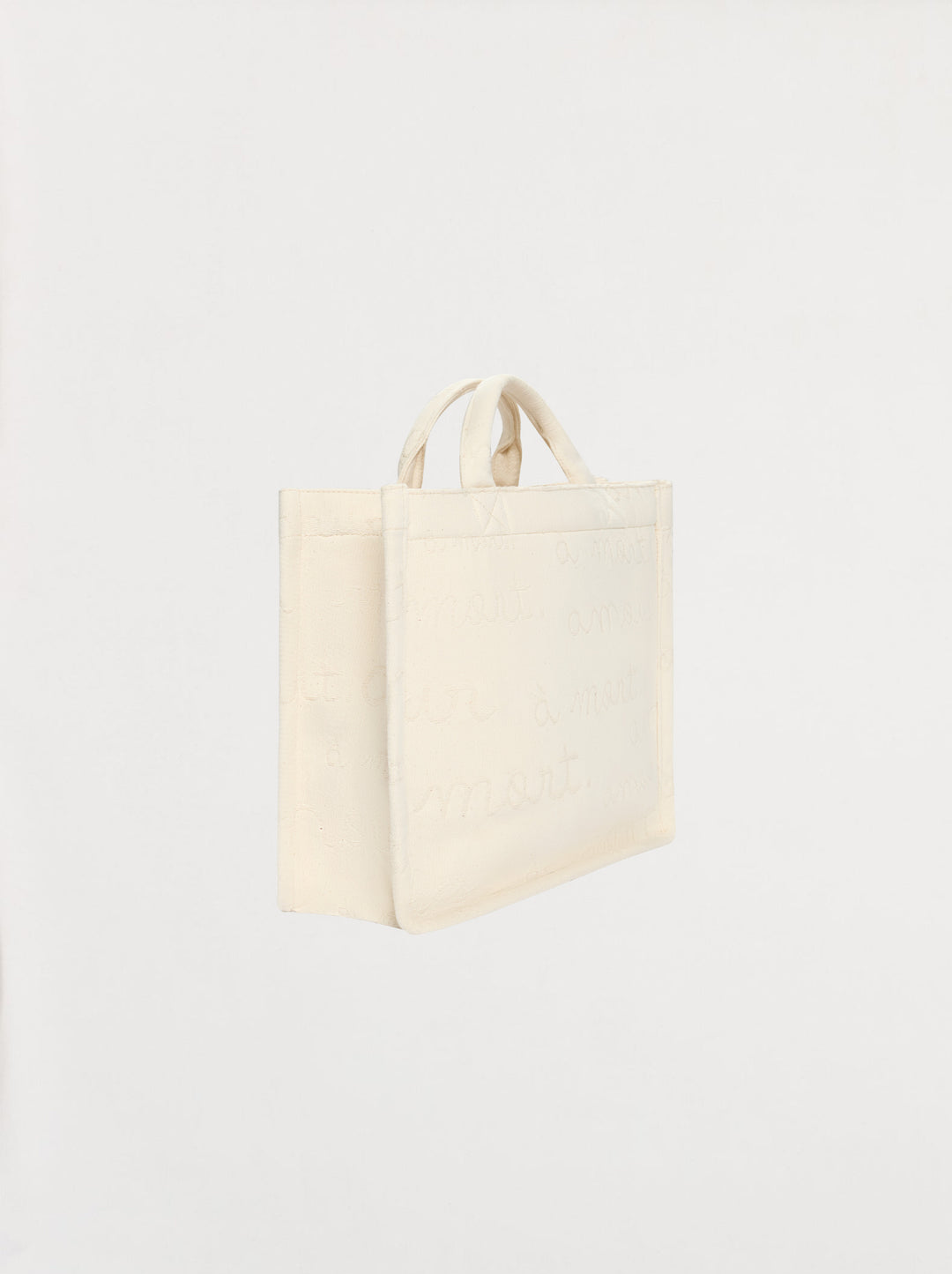 Mini cabas AMOUR jacquard écru