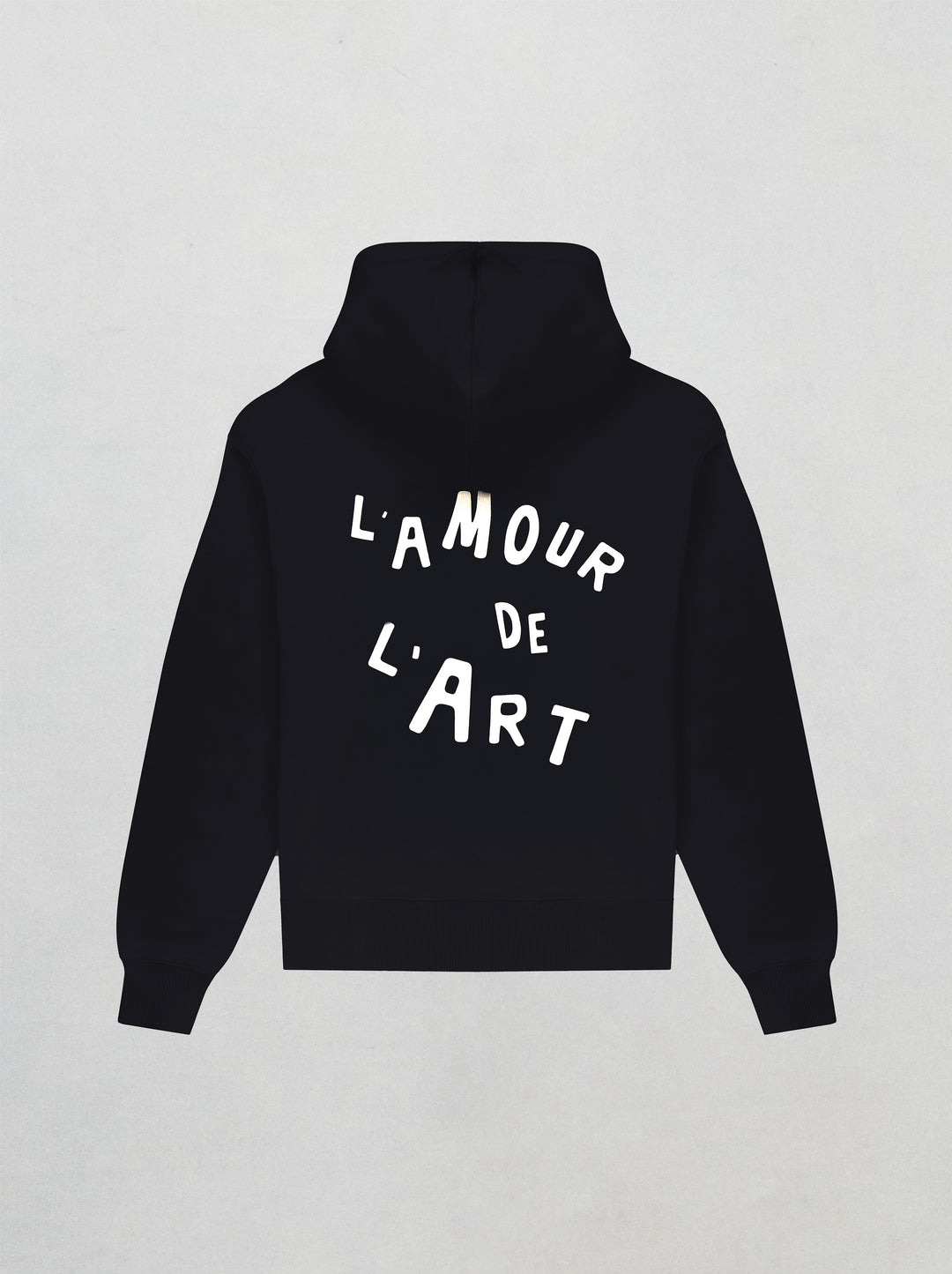 sweat capuche l'amour de l'art noir coton biologique unisexe