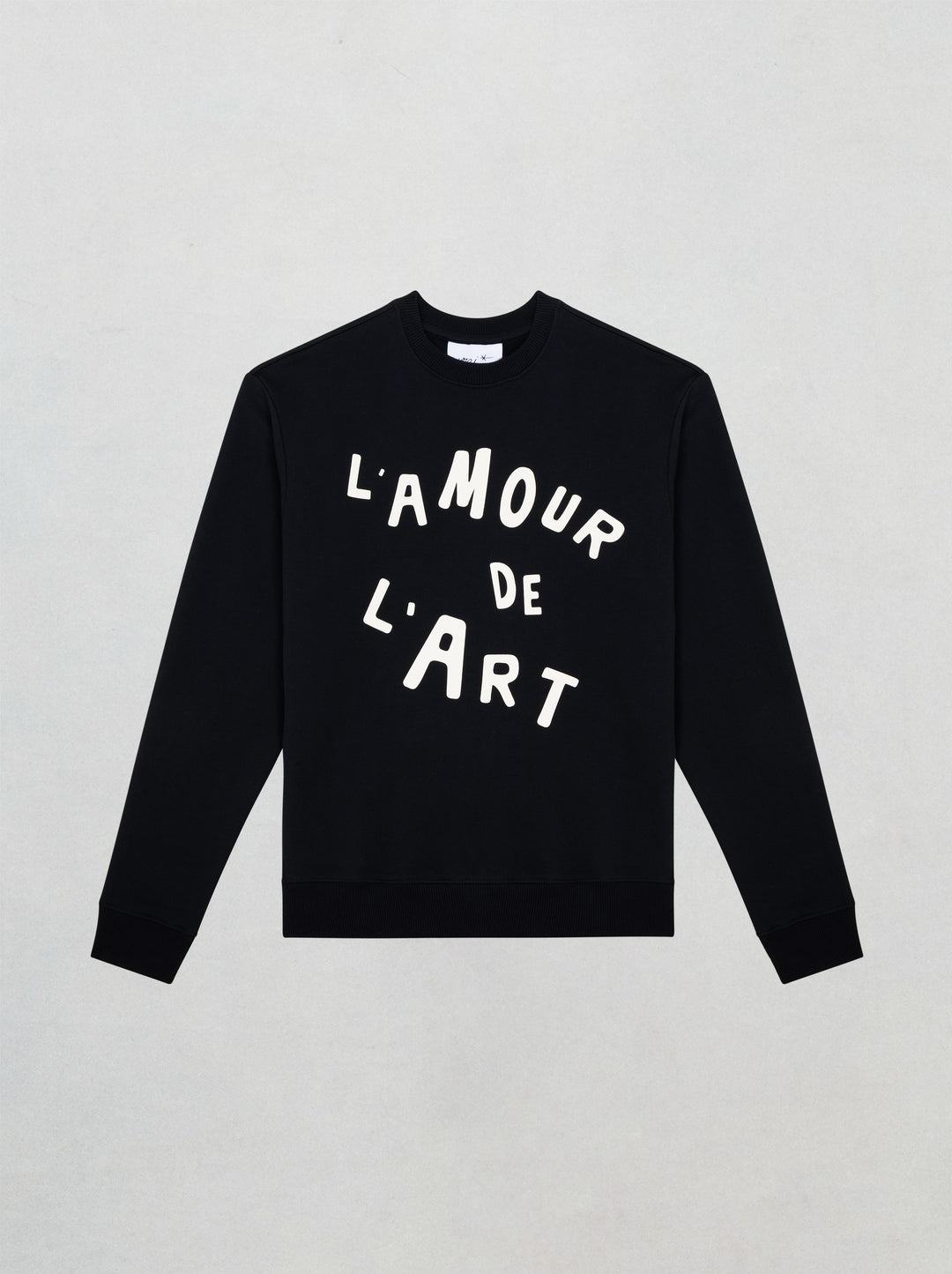 sweatshirt l'amour de l'art noir fusain coton biologique unisexe