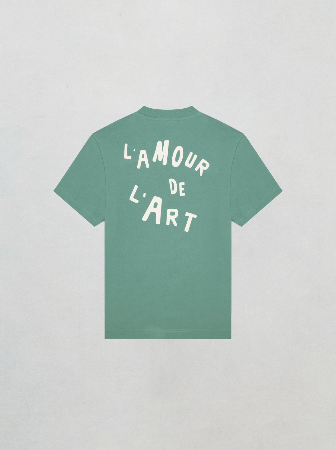 t-shirt l'amour de l'art vert givré coton biologique unisexe