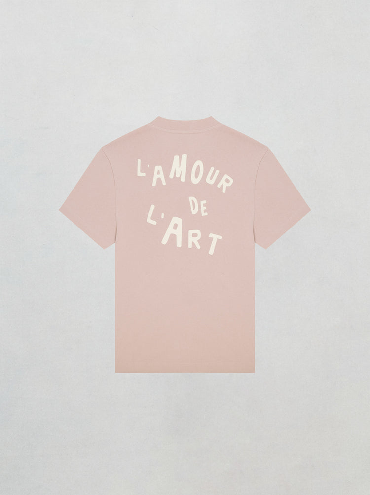 t-shirt l'amour de l'art rose glacé coton biologique unisexe