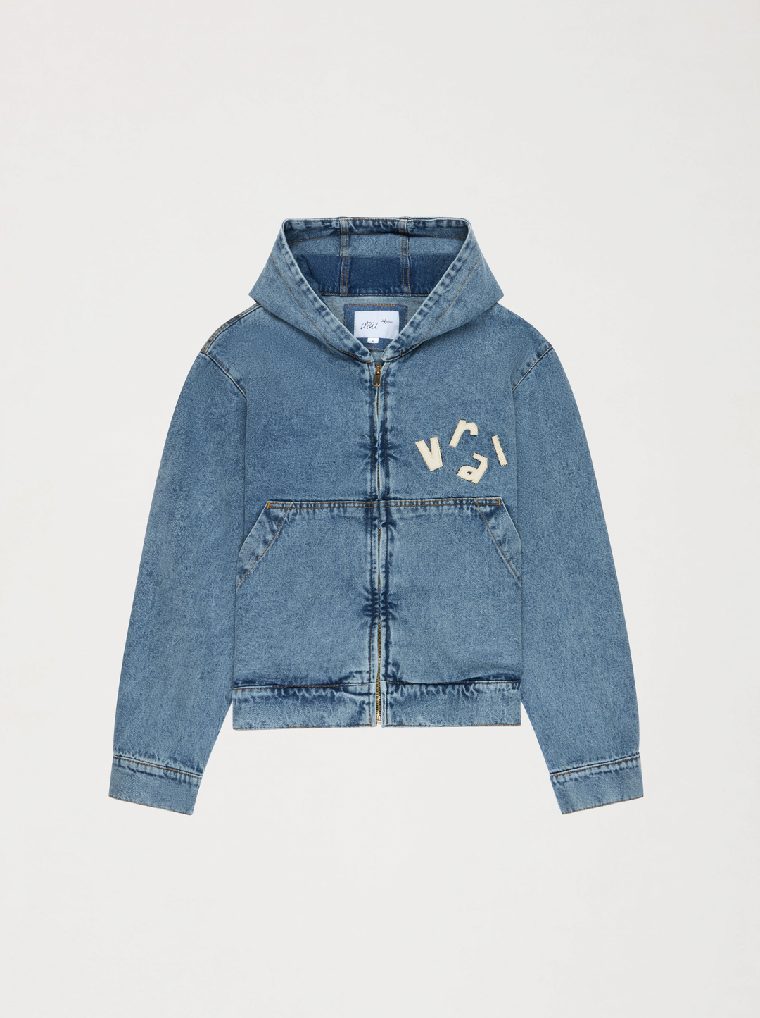 Veste à capuche unisexe PATCH denim délavé