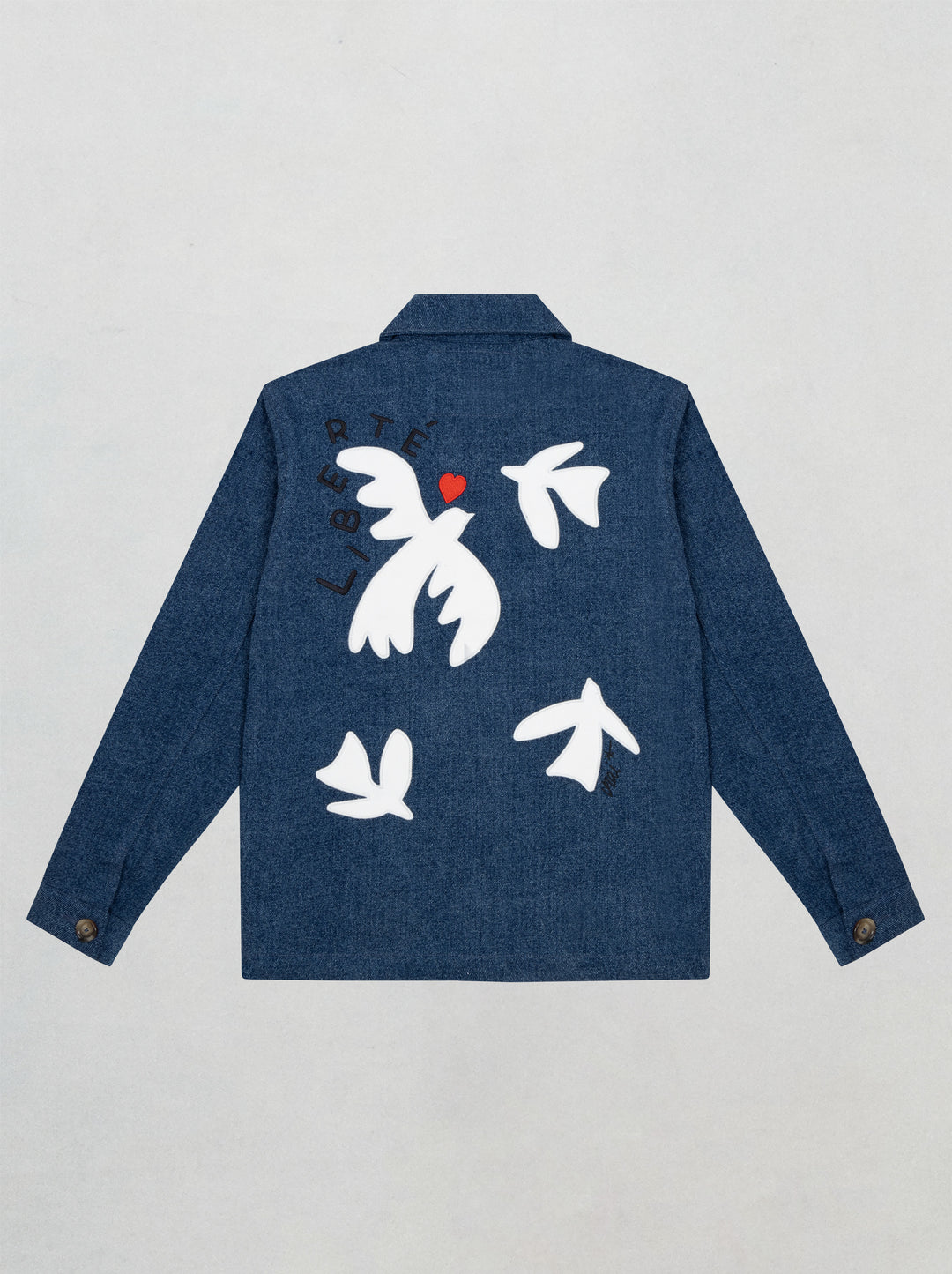 veste brodée liberté denim unisexe coton biologique